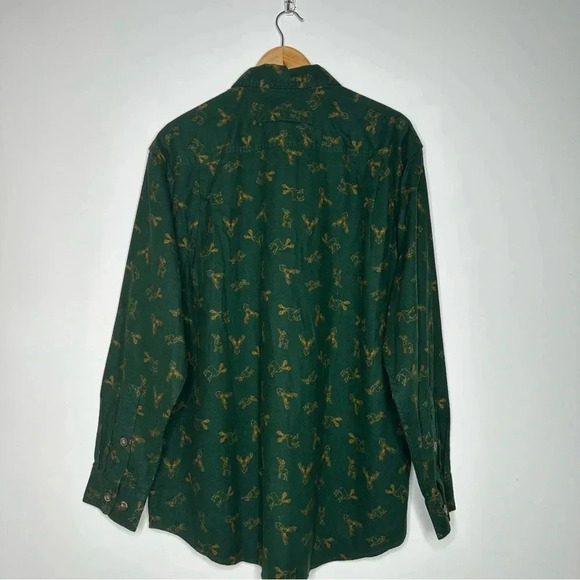 Duluth NEW! Green Moose Print Relaxed Fit Flannel Shirt Size Large - Picture 9 of 11